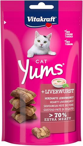 Vitakraft Cat Yums, Katzensnack, mit herzhafter Leberwurst, extra fleischig, mit sichtbarer Füllung, im wiederverschließbaren Beutel, ohne Zusatz von Zucker und Getreide (1x 40g) von Vitakraft