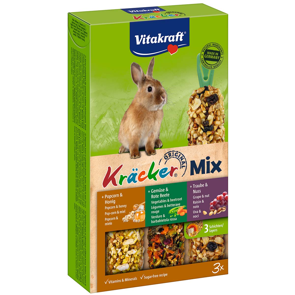 Vitakraft Kräcker® Trio Popcorn, Gemüse, Nuss 10x3 Stück von Vitakraft