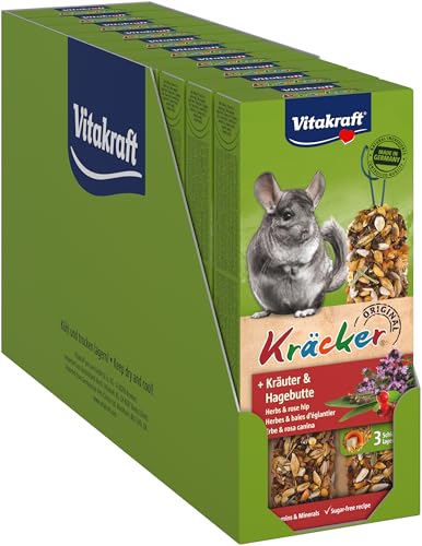 Vitakraft Kräcker, Knabberstangen, Nagersnack, für Chinchillas, zur Zahnpflege, mit Kräutern, mit Hagebutte, ohne Zusatz von Zucker und Getreide (10x 112g) von Vitakraft