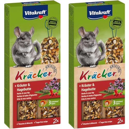 Vitakraft Kräcker, Nagersnack für Chinchillas, mit Kräutern, mit Hagebutte (1 x 2 Stück) (Packung mit 2) von Vitakraft