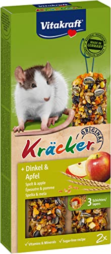 Vitakraft Kräcker, Nagersnack für Ratten, mit Dinkel und Apfel, mit Vitaminen und Mineralien, ohne Zusatz von Zucker und Getreide (1x 2 Stück) von Vitakraft