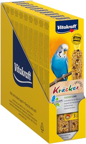 Vitakraft Kräcker, zur Mauserhilfe, für die Mauser, Knabberstangen für Wellensittiche, mit Vitaminen und Mineralien, ohne Zusatz von Zucker (10x 60g) von Vitakraft