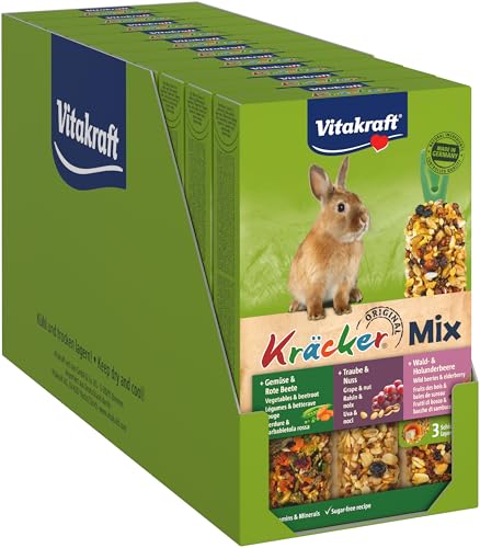 Vitakraft Kräcker Mix, Nagersnack, für Zwergkaninchen, mit Gemüse und Rote Beete, mit Traube und Nuss, mit Waldbeere und Holunderbeere, ohne Zusatz von Zucker und Getreide (10x 168g) von Vitakraft