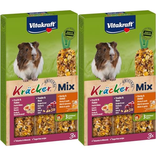 Vitakraft Kräcker Trio, Nagersnack für Meerschweinchenn, mit Honig, mit Nuss,mit Frucht (1x 3 Stück) (Packung mit 2) von Vitakraft