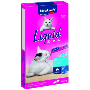 Vitakraft Liquid Snacks mit Lachs Katzensnack (6 x 15g) 1 Packung von Vitakraft