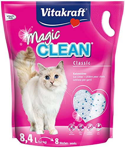 Vitakraft Magic Clean, Katzenstreu, Hygiene-Streu aus Mineralkügelchen, nicht klumpend, besonders staubarm, reicht für 8 Wochen (1x 8,4l) von Vitakraft