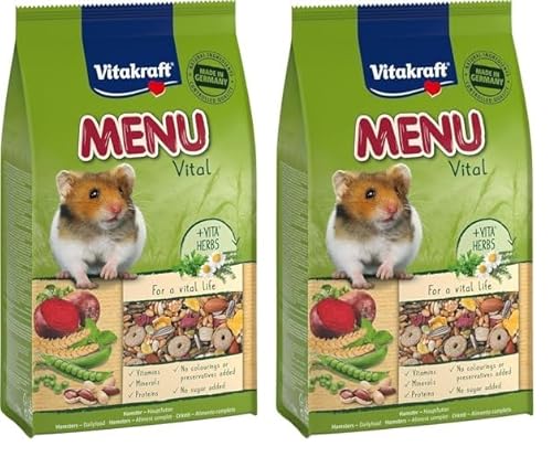 Vitakraft Menu Vital, Hamster Futter, mit Gemüse, mit Nüssen, mit lebenswichtigen Vitaminen und Mineralien, ohne Zusatz von Zucker und Getreide (1x 1kg) (Packung mit 2) von Vitakraft