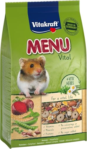 Vitakraft Menu Vital, Hamster Futter, mit Gemüse, mit Nüssen, mit lebenswichtigen Vitaminen und Mineralien, ohne Zusatz von Zucker und Getreide (1x 1kg) von Vitakraft