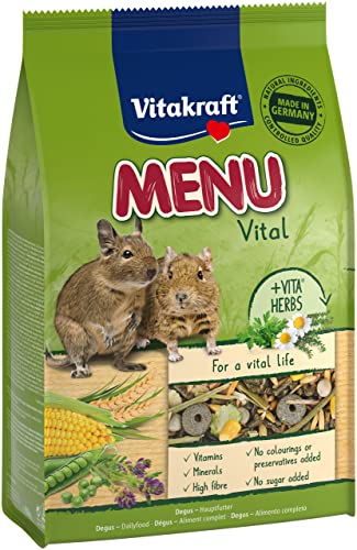 Vitakraft Menü Vital, Futter für Degus, mit Luzerne und Getreide, zur Zahnpflege, ohne Zuckerzusatz, in wiederverschließbarer Verpackung (1x 600g) von Vitakraft