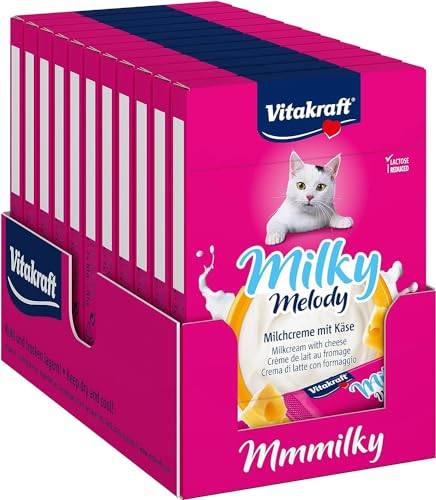 Vitakraft Milky Melody, Katzensnack, Milchcreme mit Käse, einzeln verpackt, in Vorratsgröße (11x 70g) von Vitakraft