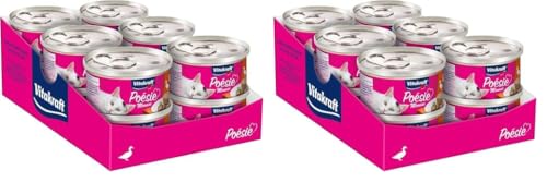 Vitakraft Poésie Mousse, Katzenfutter nass, mit Entenfleisch, für ausgewachsene Katzen, in Vorratsgröße, ohne Zusatz von Zucker (12x 85g) (Packung mit 2) von Vitakraft