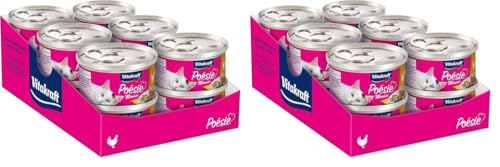 Vitakraft Poésie Mousse, Katzennassfutter, luftige Mousse mit Huhn, in Vorratsgröße, ohne Zusatz von Zucker (12x 85g) (Packung mit 2) von Vitakraft