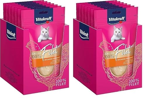 Vitakraft Premium Filet, Katzensnack, mageres Hühnchenfilet, schonend gegart, Hypoallergen, in Vorratsgröße, ohne Zusatz von Getreide (7X 70g) (Packung mit 2) von Vitakraft