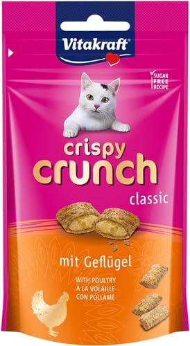 Vitakraft Crispy Crunch, knusprige Snackkissen gefüllt mit Geflügel, Katzensnack, ohne Zusatz von Zucker (1x 60g) von Vitakraft