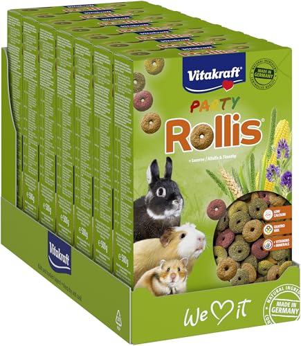 Vitakraft Rollis, Knusperringe für Nager, calciumarm, mit Luzerne, als Ergänzung zum Hauptfutter oder als Snack zwischendurch, ohne Zusatz von Zucker und Getreide (7x 500g) von Vitakraft