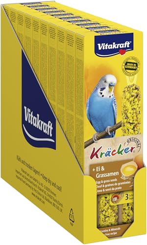 Vitakraft Kräcker, mit Ei und Grassamen, Knabberstangen für Sittiche und Exoten, in Vorratsgröße, ohne Zusatz von Zucker (10x 54g) von Vitakraft