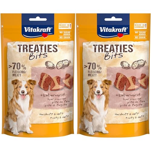 Vitakraft Treaties Bits, Hundeleckerlie, mit Leberwurst, mit hohem Fleischanteil, ideal als Belohnung und Training (1x 120g) (Packung mit 2) von Vitakraft