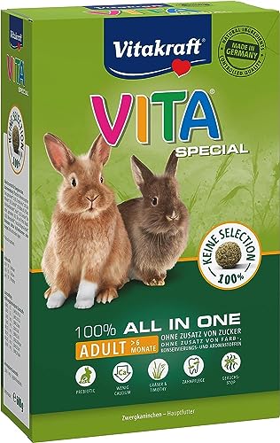 Vitakraft Vita Special Adult, Hauptfutter für Nager, Futter für Zwergkaninchen, mit Gräsern und Kräutern, mit Tierärzten entwickelt, fördert die optimale Verdauung (1x 600g) von Vitakraft