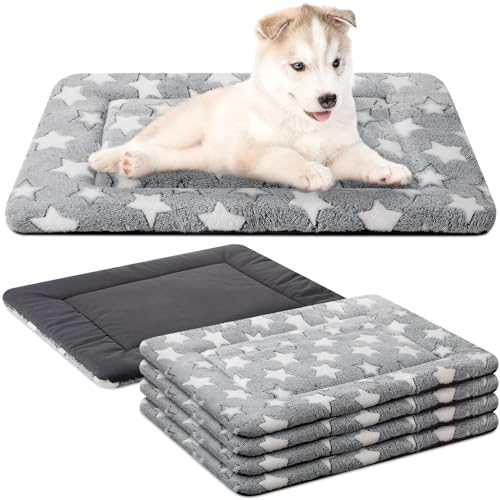 VitalCozy Hundebett-Matte für Hundekäfige, wendbar, maschinenwaschbar, Sternmuster, Haustier-Schlafmatte, Hundehütte, Bettunterlage für kleine Hunde, 45,7 x 61 x 4,1 cm, 4 Stück von VitalCozy