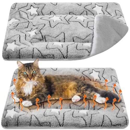 VitalCozy Selbstwärmende Katzenmatte, selbstheizend, Katzenbett, wendbar, maschinenwaschbar, reflektiert Körperwärme, warme Thermo-Haustierunterlage für Wild- und Indoor-Katzen (Doppelstern, 55,9 x von VitalCozy