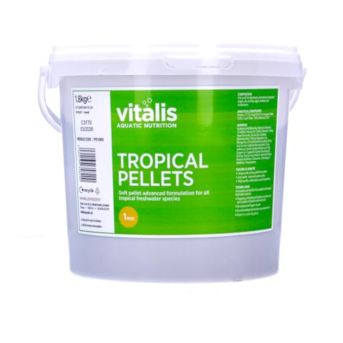 Vitalis Tropical Pellets Fischfutter für Aquarium & Teich | Alleinfutter Pellets Futter Fischfutterflocken für Tropische Süßwasserfische | Gesund & gut verdaulich | mit Vitaminen (1.8 Kg) von Vitalis Aquatic Nutrition