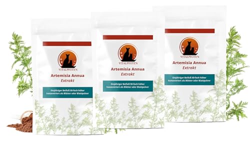 Vitalpfoten Artemisia Annua 50:1 Ratio-Extrakt für Hunde und Katzen 3x20g, hochkonzentriertes Extrakt Pulver zur direkten Anwendung oder Mischung, höchste Qualität inkl. Dosierlöffel von Vitalpfoten