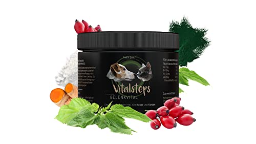 Vitalsteps Gelenkvital 500g | Kollagen MSM Glucosamin Chlorella Chondroitin Hagebutte Brennnessel Curcuma - Hund u. Katze von Vitalsteps