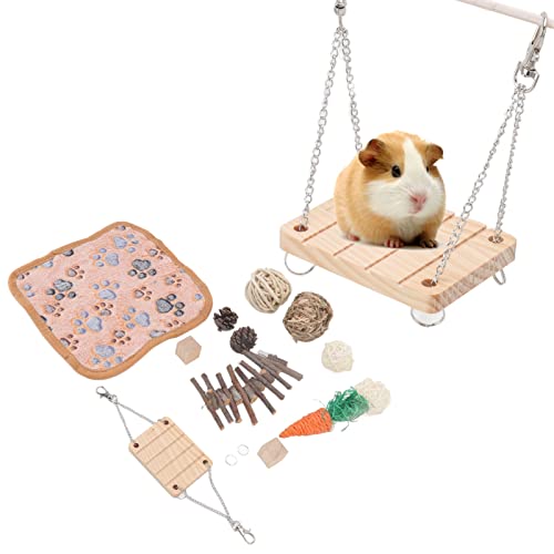 12-teiliges Hamsterspielzeug-Set, sicheres, gesundes handgewebtes Hamster-Kauspielzeug, Käfigzubehör für Kaninchen, Meerschweinchen, Chinchilla, Hamster von Vitdipy