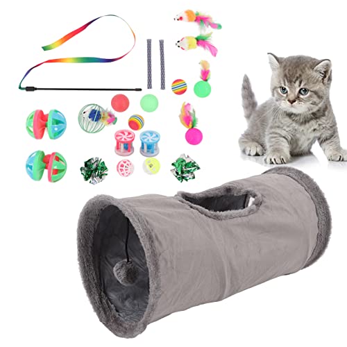 21-teiliges Katzenspielzeug, Kätzchenspielzeug-Sortiment, Bunte Bälle, Katzenstockglocken, Katzenspielzeug-Sortiment für Katze, Welpe, Kitty von Vitdipy