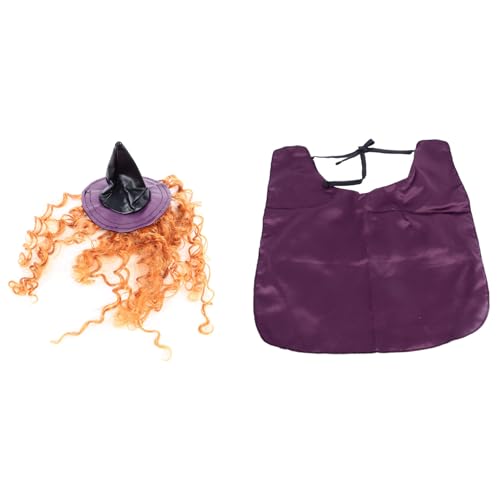 Halloween-Katzenkostüm für Haustiere, Haustier-Halloween-Hexen-Outfits, Zauberer-Perücke, Hut, Umhang-Set für kleine Welpen, Kätzchen, Tier-Outfit-Anzug für Party, Urlaub von Vitdipy