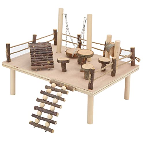 Vitdipy Hamster-Holzspielplatz-System, vielseitiges angeborenes lebendes Holzklettersystem Hamster-Holzspielplatz-Set für kleine Haustiere von Vitdipy