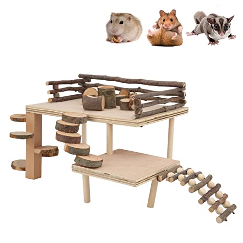 Hamster -Klettern Holzständerplattform, Hamster Holzspielplatz Set Hamster Living Climbing System für kleine Haustiere von Vitdipy