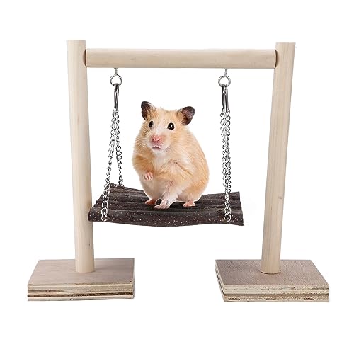 Hamsterschaukel, praktisches verstellbares Hamster-Holzschaukel-Spielzeug, Hängebett für Hamster, Goldener Bär, Kleintier von Vitdipy