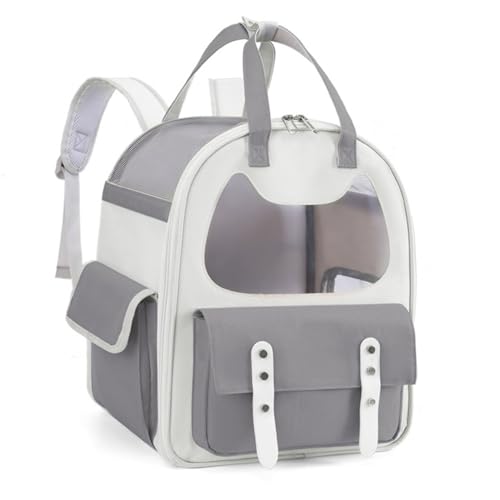 Katzen-Rucksackträger, atmungsaktiv, großes Fassungsvermögen, erweiterbarer Haustierträger-Rucksack mit Griff für Reisen, Wandern, Camping (Grey) von Vitdipy