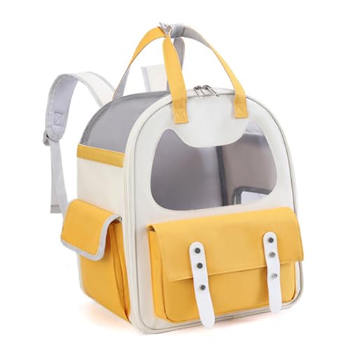 Katzen-Rucksackträger, atmungsaktiv, großes Fassungsvermögen, erweiterbarer Haustierträger-Rucksack mit Griff für Reisen, Wandern, Camping (Yellow) von Vitdipy