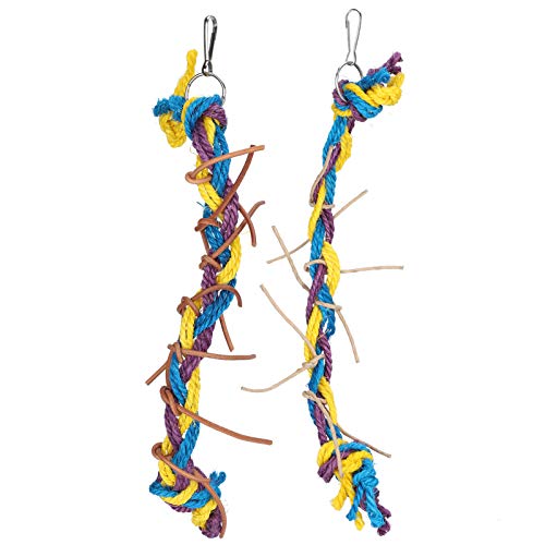 Papageien-Kauseil, DREI Kontrastfarben, Haustier-Vogel-Kauseil, Spielzeug, Papageien-Bissknoten, Barschkäfig-Anhänger, um Langeweile zu lindern und das allgemeine Wohlbefinden zu von Vitdipy