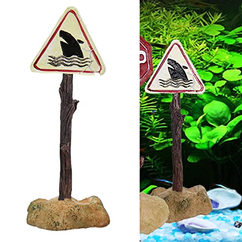 Vitdipy Aquarium-Warnschild-Dekoration, stabile, lustige Simulationsharz-Aquarium-Hai-Warnschilder für die Landschaftsgestaltung von Vitdipy