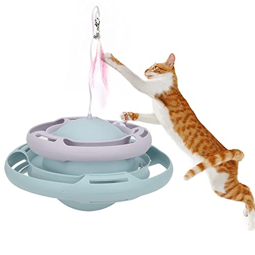 Vitdipy Cat Toys, Cat Turntable Toy Safe Multifunctional Attractive Puzzle Turntable Kitten Toys with Funny Cat Stick for Cats von Vitdipy