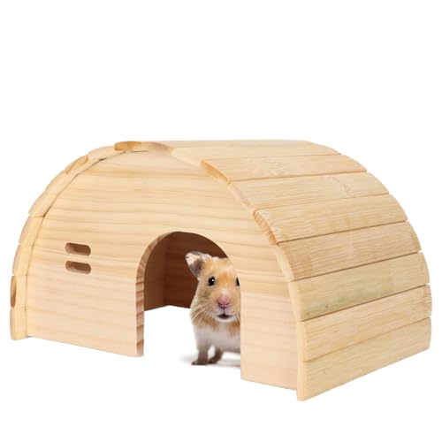 Vitdipy Hamster Holzhaus, praktisches gewölbter Meerschweinehaus für Hamster Zwerg Hamster Goldener Bär von Vitdipy