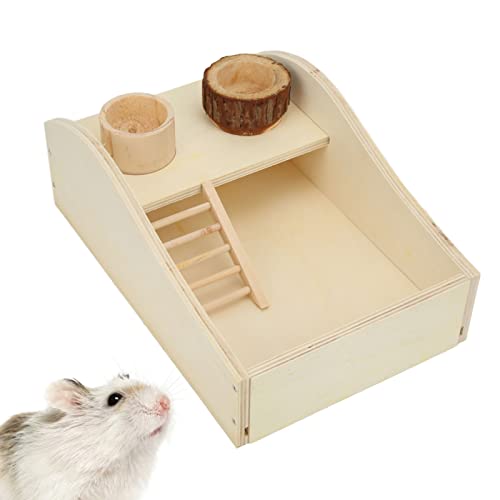 Vitdipy Hamster-Sandbadebox, praktische hölzerne kleine Haustierdusche und Grabsandbadewanne für Hamster-Meerschweinchen von Vitdipy