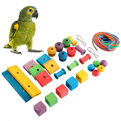 Vitdipy Vogel-Kauspielzeug, Papageienkäfig Beißspielzeug aus Holz, schöne und robuste Vogelpapageien-Holzklötze, Holzblockspielzeug Spielzeug zum Basteln, Spielen, Kauen, Zerkleinern von Vitdipy