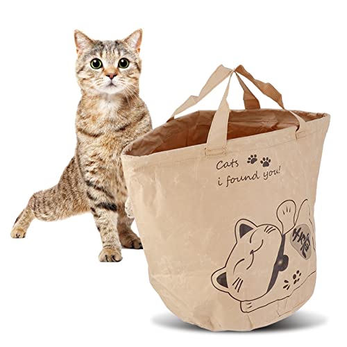 Vitdipy Katzen-Kraftpapier-Tasche, vielseitig einsetzbar, tragbar, Premium-Haustier-Katzen-Kraftpapier-Aktivitäts-Spieltasche für Outdoor-Reisen von Vitdipy