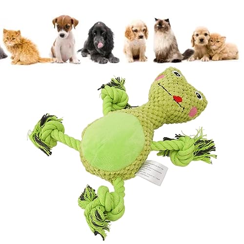 Vitdipy Quietschendes Froschspielzeug für Hunde, feine Handwerkskunst, lustiges Cartoon-Frosch-Form-Zähneknirschen, Beißen, Trotz, Baumwollseil, Haustier-Kauspielzeug für alle Hunde von Vitdipy