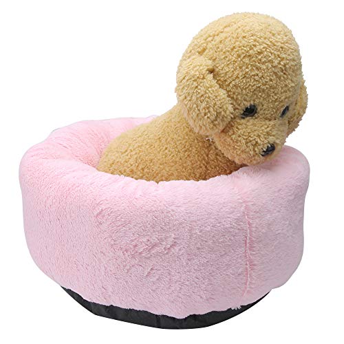 Vitdipy Winter Warm Halten Plüsch Haustier Weiche Matte Isomatte Bett Hund Katze Welpen Runde Kissen Nest Zubehör (pink Plush) von Vitdipy