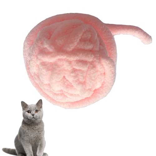 Vitdipy Wollball-Katzenspielzeug, praktisch und stressabbauend, mehrfarbige Katzen-Fuzzy-Bälle mit Glöckchen für Katzen, Kätzchen, Welpen (Rosa) von Vitdipy