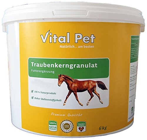 Vital Pet Traubenkerngranulat | Eimer 6kg | Tierfutterergänzung | hoher Ballaststoffgehalt | zertifizierter Herstellungsprozess | reines Naturprodukt | ohne Zusätze von Vitis