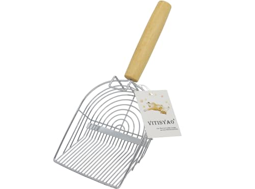 Vitisyao Big Cat Streuschaufel mit Haken, schnelles Sieben Kitty Metallschaufel, Katzenstreu Sieb mit tiefer Schaufel, Edelstahl Kitty Poop Lifter von Vitisyao