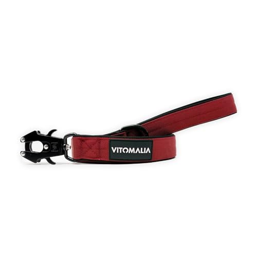 VITOMALIA® 1,2m Hundeleine für Hund mit Handschlaufe, Neopren Innenfütterung und Froschkarabiner aus Hartaluminium speziell für Hundeleine große Hunde (Bordeaux, 2cm/Breit 1,2m Lang) von Vitomalia