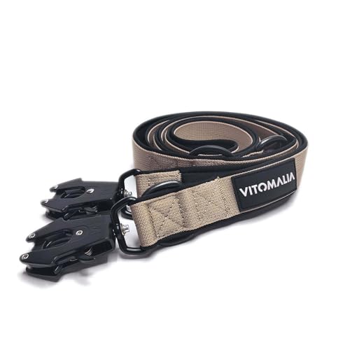 VITOMALIA® 2,2m verstellbare Hundeleine für Hund, dreifach verstellbar Leine, mit Neopren Innenfütterung und robustem Froschkarabiner für große Hunde (Beige, 3cm/Breit - 2,2m Lang) von Vitomalia