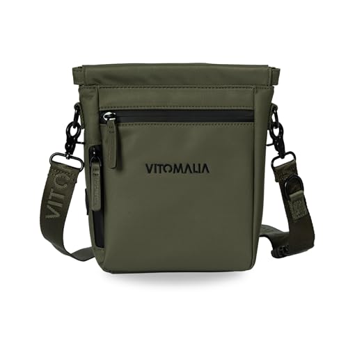 Vitomalia® Deluxe Tasche für Hunde: Multifunktionale Umhängetasche mit waschbarer Leckerlitasche, Gassitasche, Futtertasche, Kotbeutelspender & Magnetverschluss - Perfekt für Gassi & Trainig (Khaki) von Vitomalia